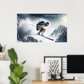 Aangepaste tekst Mountain Skier Poster (Thuiskantoor)