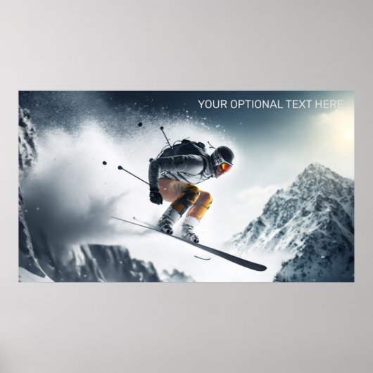 Aangepaste tekst Mountain Skier Poster (Voorkant)