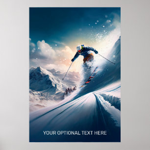 Aangepaste tekst Mountain Skier Poster