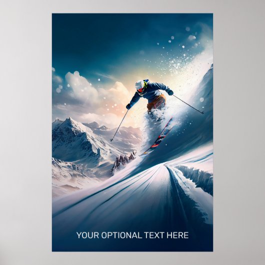 Aangepaste tekst Mountain Skier Poster (Voorkant)