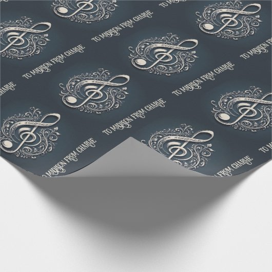 Aangepaste tekst Muzikale Sleutel Opmerking Cadeaupapier (Hoek)