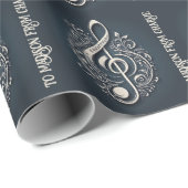 Aangepaste tekst Muzikale Sleutel Opmerking Cadeaupapier (Rol Hoek)