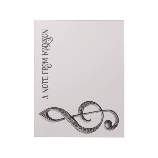 Aangepaste tekst Muzikale Sleutel Opmerking Notitieblok (Linkerzijde)