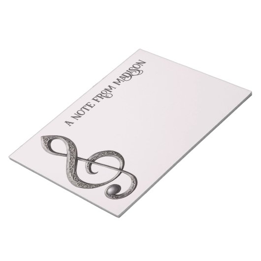 Aangepaste tekst Muzikale Sleutel Opmerking Notitieblok (Schuin)