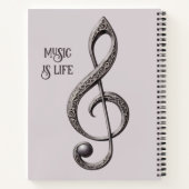 Aangepaste tekst Muzikale Sleutel Opmerking Notitieboek (Achterkant)