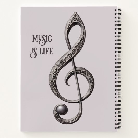 Aangepaste tekst Muzikale Sleutel Opmerking Notitieboek (Achterkant)