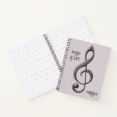 Aangepaste tekst Muzikale Sleutel Opmerking Notitieboek (Binnen)