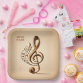 Aangepaste tekst Muzikale Sleutel Opmerking Papieren Bordje (Feest)