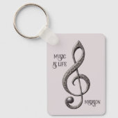 Aangepaste tekst Muzikale Sleutel Opmerking Sleutelhanger (Voorkant)