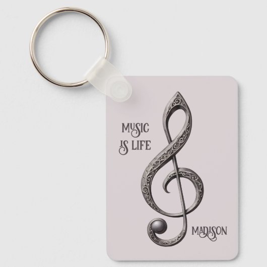 Aangepaste tekst Muzikale Sleutel Opmerking Sleutelhanger (Voorkant)