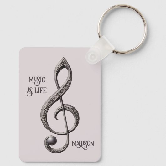 Aangepaste tekst Muzikale Sleutel Opmerking Sleutelhanger (Achterkant)