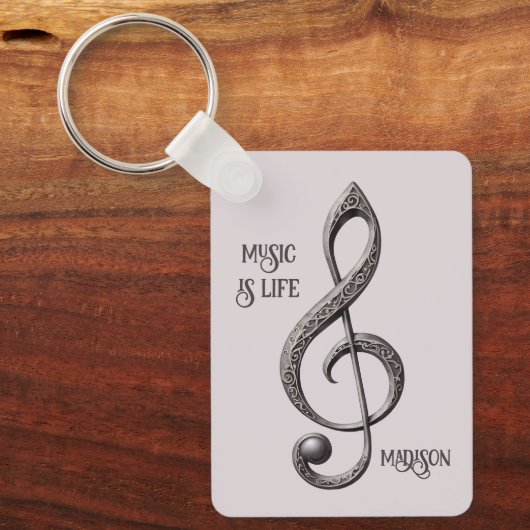 Aangepaste tekst Muzikale Sleutel Opmerking Sleutelhanger (Voorkant)