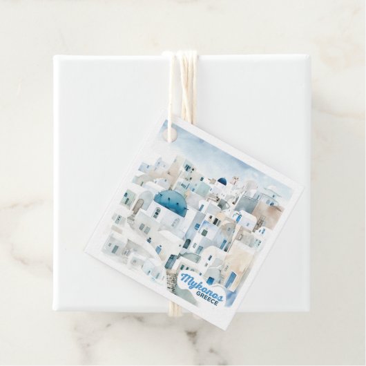 Aangepaste tekst Mykonos Griekenland Bedankjes Labels (In situ)