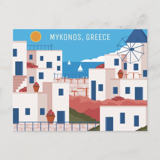 Aangepaste tekst Mykonos Griekenland Briefkaart (Voorkant)