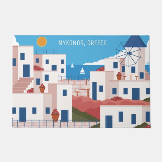 Aangepaste tekst Mykonos Griekenland Deurmat (Voorkant)