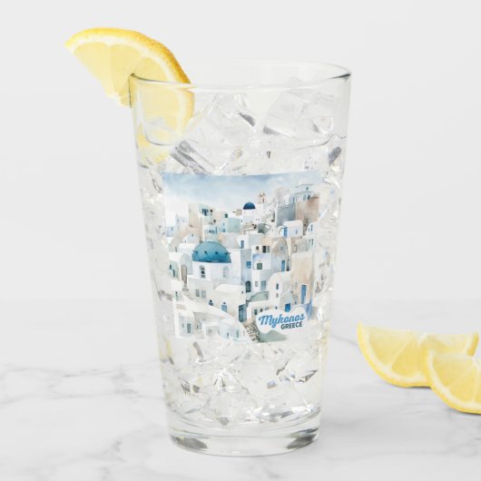 Aangepaste tekst Mykonos Griekenland Glas (Voorkant ijs)