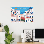 Aangepaste tekst Mykonos Griekenland Poster (Thuiskantoor)