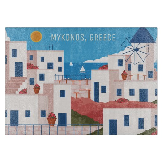 Aangepaste tekst Mykonos Griekenland Snijplank (Voorkant)