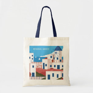 Aangepaste tekst Mykonos Griekenland Tote Bag