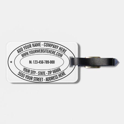 Aangepaste tekst Naam Adres Website Telefoon Bagag Bagagelabel (Achterkant horizontaal)