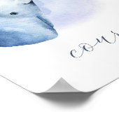 Aangepaste tekst naam Blauwe Witte Waterverf Potvi Poster (Hoek)