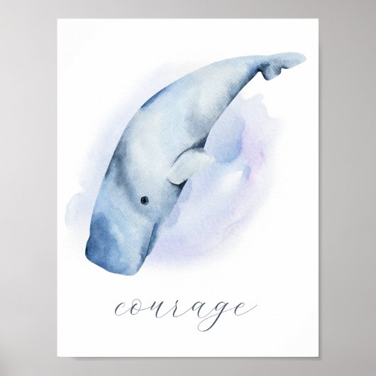 Aangepaste tekst naam Blauwe Witte Waterverf Potvi Poster (Voorkant)