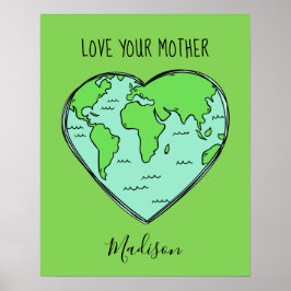Aangepaste tekst, naam en kleur Earth Love poster
