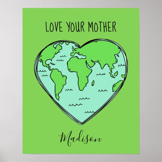 Aangepaste tekst, naam en kleur Earth Love poster (Voorkant)