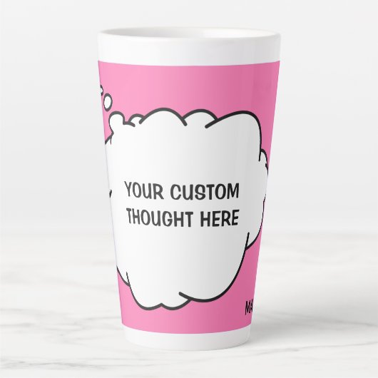 Aangepaste tekst, naam en kleur Gedachte Bubble Latte Mok (Voorkant)