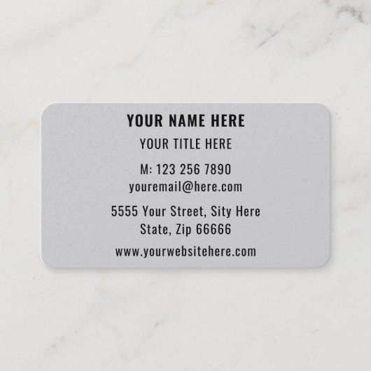 Aangepaste tekst Naam Info Visitekaartje Uw kleure (Voorkant)