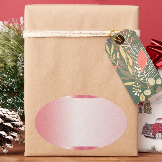 Aangepaste tekst naam logo roze goud blanco sjablo ovale sticker (Feestdagen)