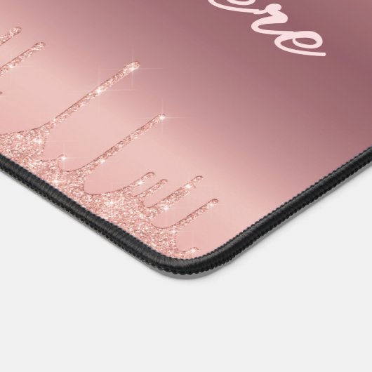 Aangepaste tekst Naam Roos Gouden Blush Glitter Gi Bureaumat (Hoek)