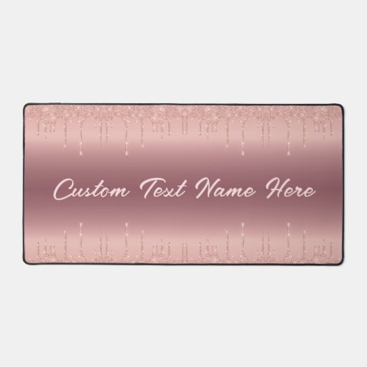 Aangepaste tekst Naam Roos Gouden Blush Glitter Gi Bureaumat (Voorkant)