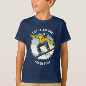 Aangepaste tekst & naam SNOWBOARDER kleding T-shirt (Voorkant)
