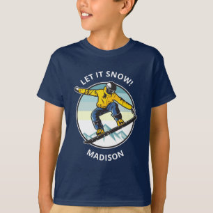 Aangepaste tekst & naam SNOWBOARDER kleding T-shirt