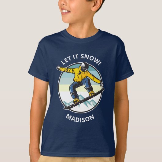 Aangepaste tekst & naam SNOWBOARDER kleding T-shirt (Voorkant)