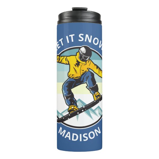 Aangepaste tekst & naam SNOWBOARDER Thermosbeker (Voorkant)