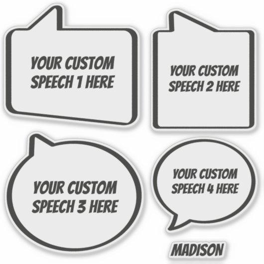 Aangepaste tekst & naam Spraakbubbels Sticker (Voorkant)