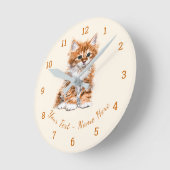 Aangepaste tekst / naamklok met Baby Kitten Ronde Klok (Hoek)