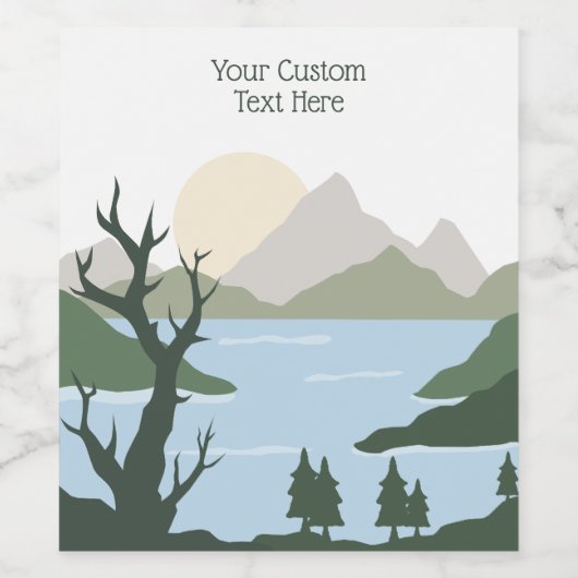 Aangepaste tekst Natuur Illustratie Wijn Etiket (Enkel label)