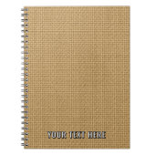Aangepaste tekst natuurlijke jute jute stof textuu notitieboek (Voorkant)
