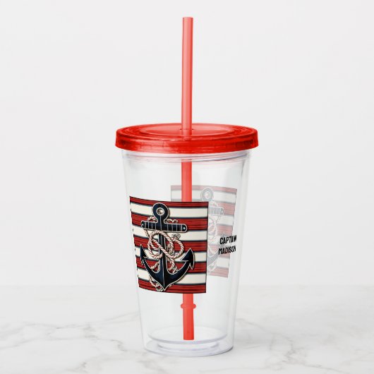 Aangepaste tekst nautisch anker acryl drinkbeker (Voorkant)