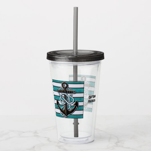 Aangepaste tekst nautisch anker acryl drinkbeker (Voorkant)