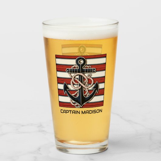 Aangepaste tekst nautisch anker glas (Voorkant gevuld)