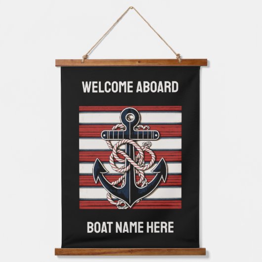 Aangepaste tekst nautisch anker hangend wandkleed (Voorkant)