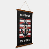 Aangepaste tekst nautisch anker hangend wandkleed (Gebogen)