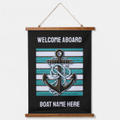 Aangepaste tekst nautisch anker hangend wandkleed (Voorkant)