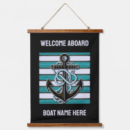Aangepaste tekst nautisch anker hangend wandkleed
