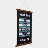 Aangepaste tekst nautisch anker hangend wandkleed (Gebogen)