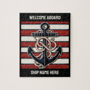 Aangepaste tekst nautisch anker legpuzzel